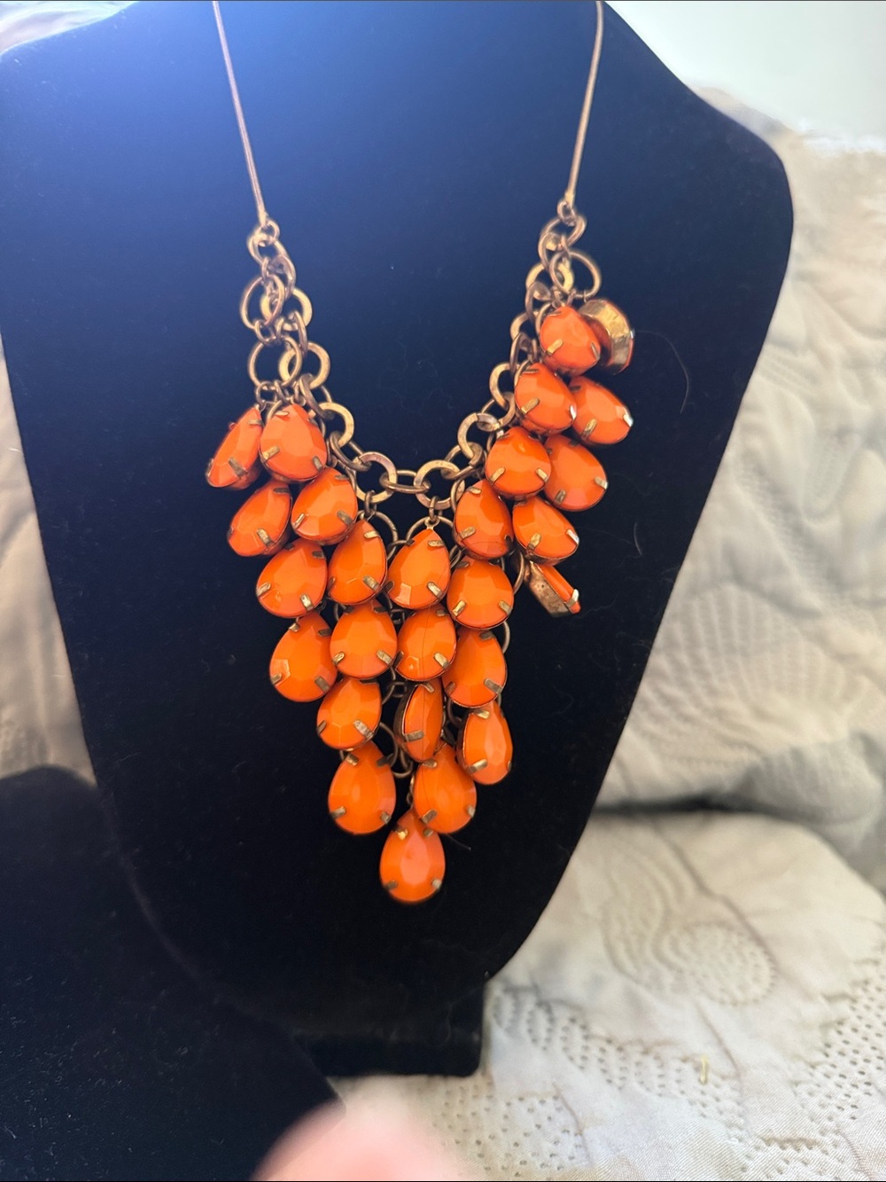 Orange Statement Bib Necklace - Women Jewelry